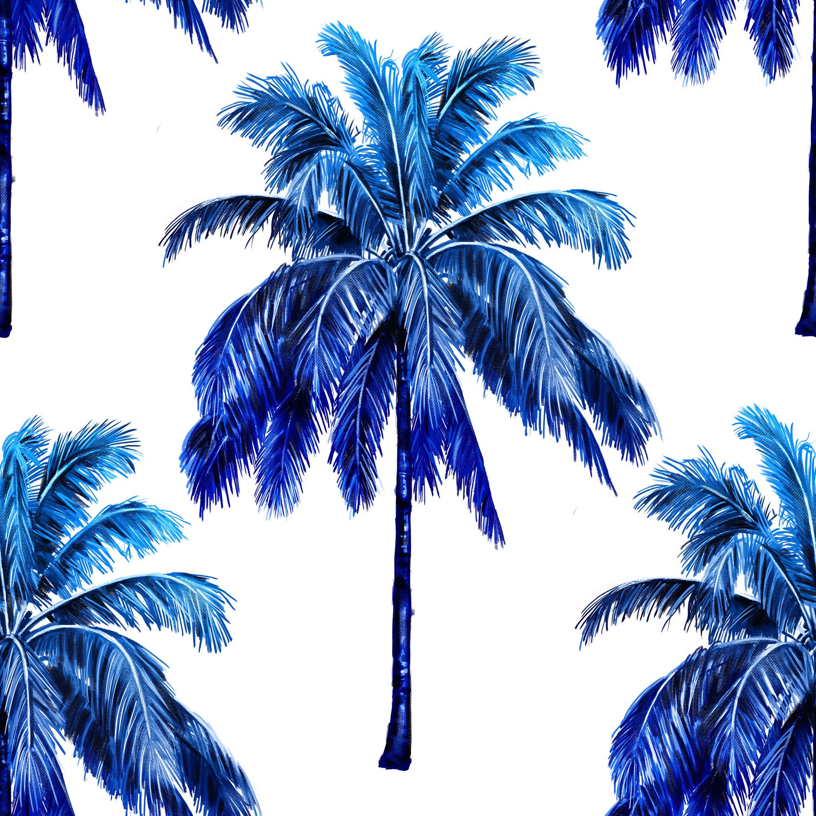 Blue tropical palm trees wallpaper mural removable | Etsy