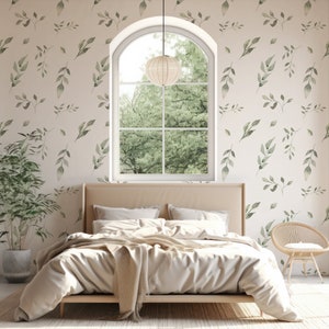 Watercolour Green Leaf Botanical Refreshing Leafscape Wallpaper Mural - Removable Self-adhesive Wallpaper - Peel and Stick