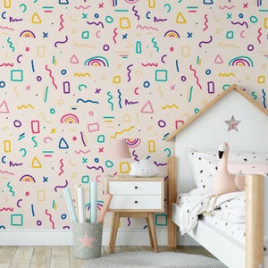 Bright Squiggles Children's Syrily Wallpaper Mural Removable Self-adhesive Wallpaper Peel and Stick image 3
