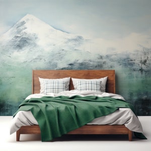 Grungy Green Mountain Peak Emerald Peak Wallpaper Mural - Removable Self-adhesive Wallpaper - Peel and Stick