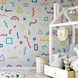 Bright Squiggles Children's Syrily Wallpaper Mural Removable Self-adhesive Wallpaper Peel and Stick image 5