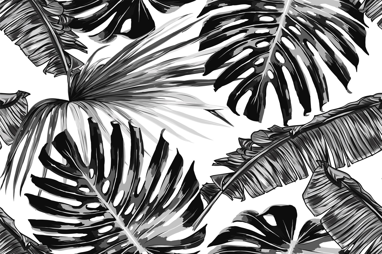 Black Tropical Wallpaper Mural removable wallpaper Etsy