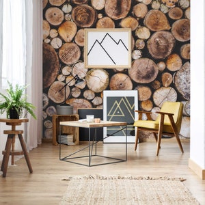 Sawn Wood Effect Scandinavian Hygge Acton Wallpaper Mural - Removable Self-adhesive Wallpaper - Peel and Stick