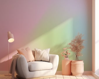 Chromatic Pastel Colourful Iridescent Rainbow Dreams Wallpaper Mural - Removable Self-adhesive Wallpaper - Peel and Stick