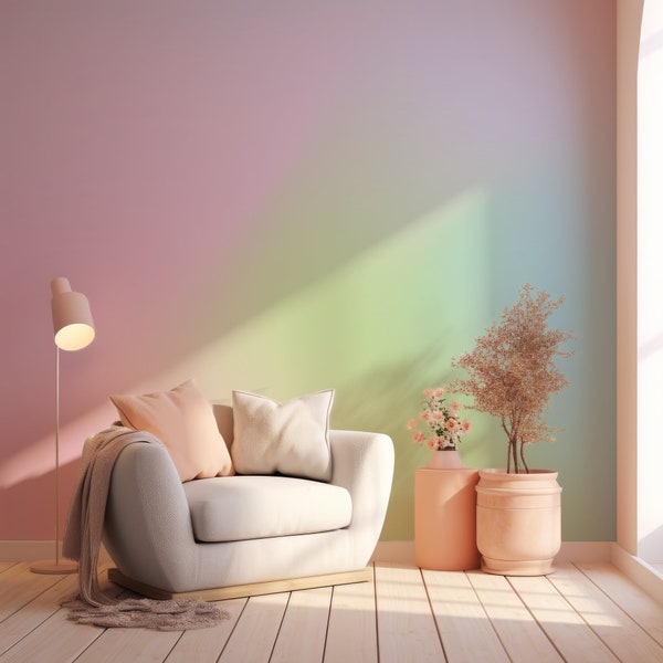 Chromatic Pastel Colourful Iridescent Rainbow Dreams Wallpaper Mural - Removable Self-adhesive Wallpaper - Peel and Stick