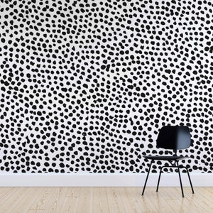 Black and White Polka Dot Dalmatian Wallpaper Mural Removable Self-adhesive Wallpaper image 2