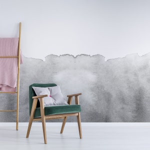 Grey Scandinavian Watercolour Sterling Wallpaper Mural - Removable Self-adhesive Wallpaper - Peel and Stick