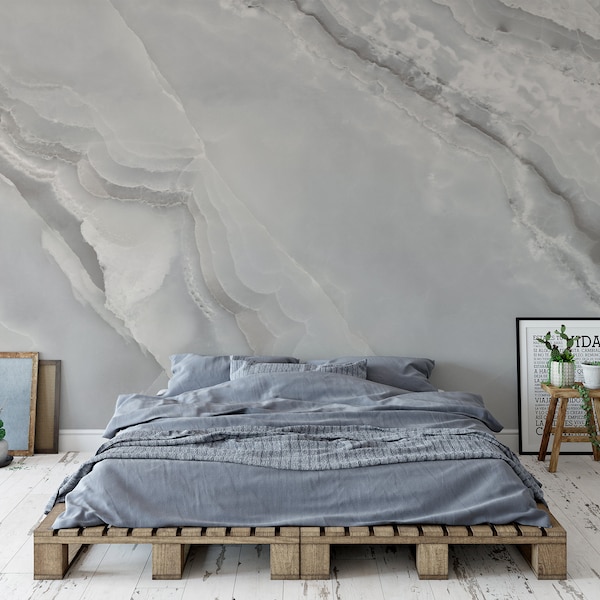 Grey Marble Effect Deric Wallpaper Mural - Removable Self-adhesive Wallpaper - Peel and Stick