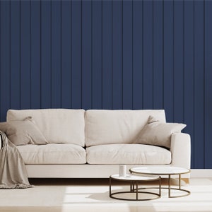 Navy Vertical Wood Panel Slats Effect Timber Elegance Navy Wallpaper Wallpaper Mural - Removable Self-adhesive Wallpaper - Peel and Stick