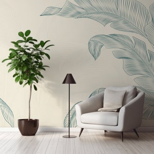 Simple Green Leaf Illustrations Leafy Elegance Wallpaper Mural - Removable Self-adhesive Wallpaper - Peel and Stick