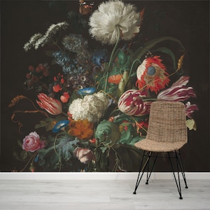 Vase of Flowers - de Heem Vase of Flowers Oil Painting Wallpaper Mural - Removable Self-adhesive Wallpaper - Peel and Stick