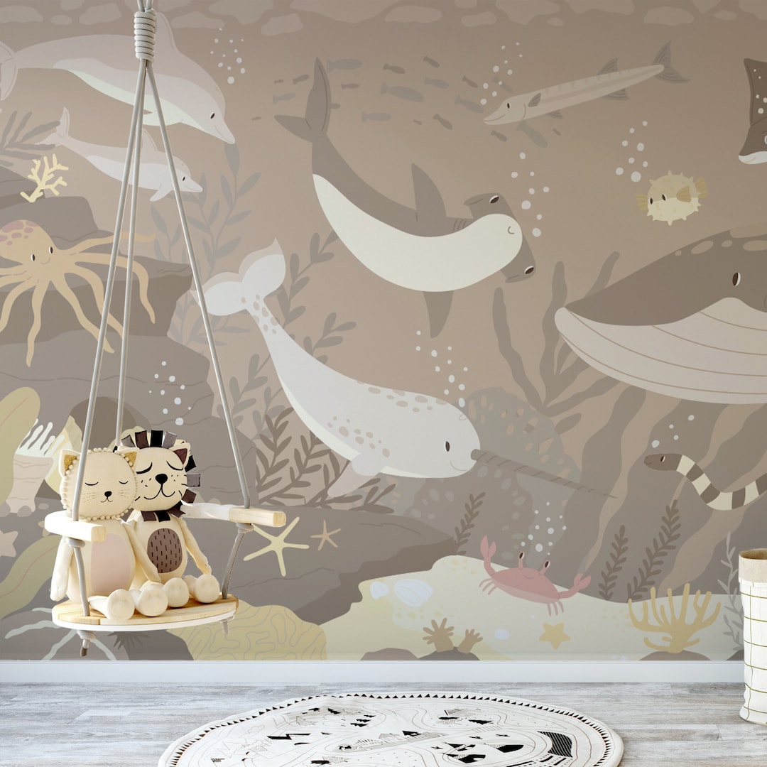 Children's Neutral Underwater Sea Life Submerged Fantasia Wallpaper ...