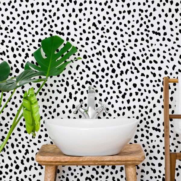 Black & White Mini Dalmatian Speckle Wallpaper Mural - Removable Self-adhesive Wallpaper - Peel and Stick