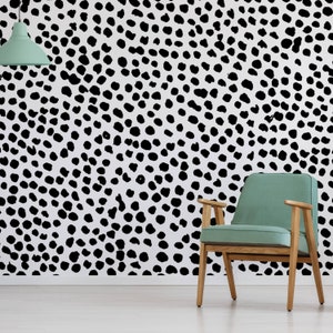 Black and White Polka Dot Dalmatian Wallpaper Mural Removable Self-adhesive Wallpaper image 4