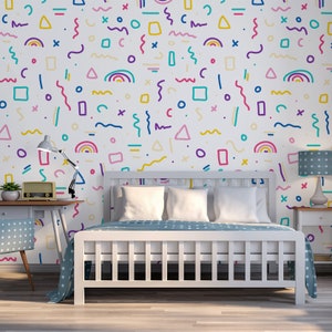 Bright Squiggles Children's Syrily Wallpaper Mural Removable Self-adhesive Wallpaper Peel and Stick image 2