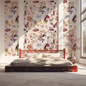 Japanese Playful Characters & Animals Chihiro Wallpaper Mural - Removable Self-adhesive Wallpaper - Peel and Stick