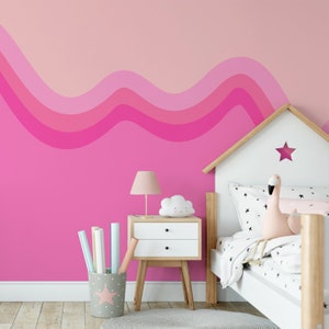 Pink Wave on Pink Wiggle Barbie Wallpaper Mural - Removable Self-adhesive Wallpaper - Peel and Stick