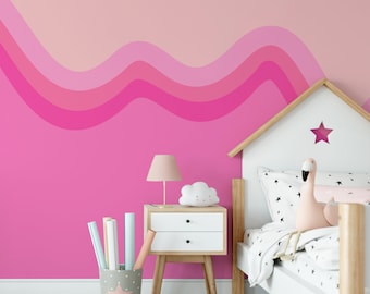 Pink Wave on Pink Wiggle Barbie Wallpaper Mural - Removable Self-adhesive Wallpaper - Peel and Stick