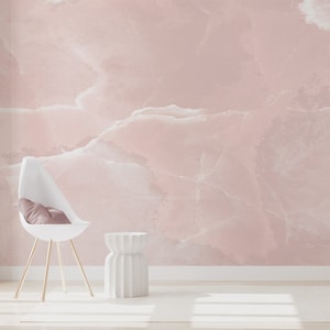 Pink Marble Effect Locobot Wallpaper Mural - Removable Self-adhesive Wallpaper - Peel and Stick