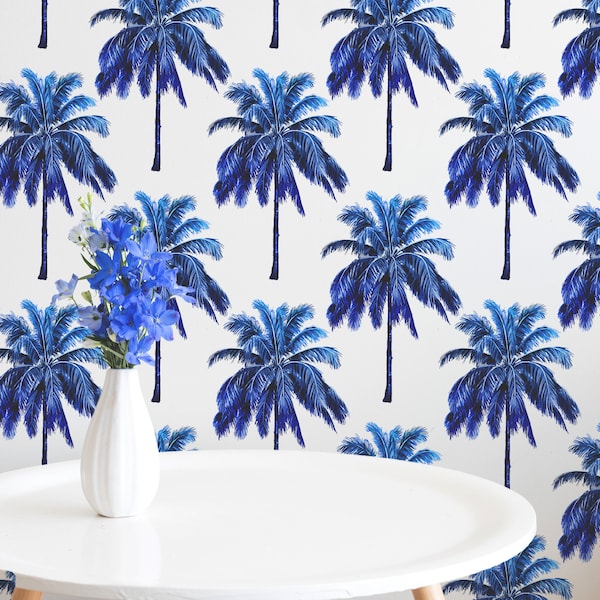 Blue Tropical Palm Trees Moana Wallpaper Mural - Removable Self-adhesive Wallpaper - Peel and Stick