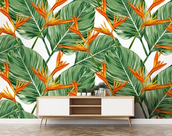 Green Tropical Watercolour Illustration Kala Wallpaper Mural - Removable Self-adhesive Wallpaper - Peel and Stick