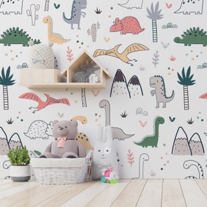 Children&#39;s Dinosaur Gallines Wallpaper Mural - Removable Self-adhesive Wallpaper - Peel and Stick