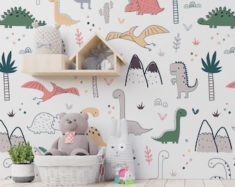 Children's Dinosaur Gallines Wallpaper Mural - Removable Self-adhesive Wallpaper - Peel and Stick