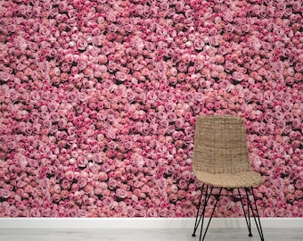 Beautiful Pink Rose Flower Wall Juliet Wallpaper Mural - Removable Self-adhesive Wallpaper- Peel and Stick Wallpaper