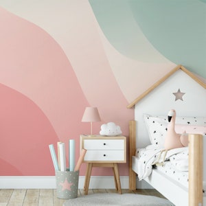Pink and Blue Pastel Olivia 3D Wallpaper Mural - Removable Self-adhesive Wallpaper - Peel and Stick