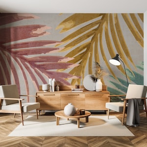 Colourful Palm Leaves Ravina Wallpaper Mural | Removable Self-adhesive Wallpaper - Peel and Stick