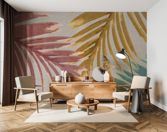 Colourful Palm Leaves Ravina Wallpaper Mural | Removable Self-adhesive Wallpaper - Peel and Stick