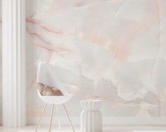 Pink Marble Effect Chinte Wallpaper Mural - Removable Self-adhesive Wallpaper - Peel and Stick