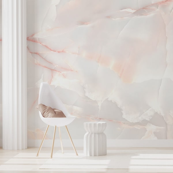 Pink Marble Effect Chinte Wallpaper Mural - Removable Self-adhesive Wallpaper - Peel and Stick