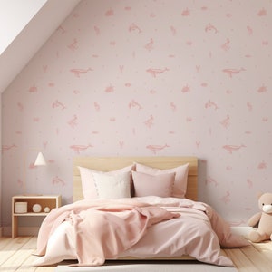 Pink Sea Animals and Starfish Pattern Wallpaper Starry Sea Life Coral Mural - Removable Self-adhesive Wallpaper - Peel and Stick