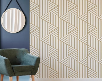 Gold Art Deco Vintage Pattern Wallpaper Mural - Removable Self-adhesive Wallpaper - Peel and Stick