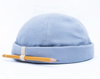 Limited edition handmade docker hat. Unisex docker cap with pencil holder. Brimless hat | Skull cap | Beanie made of 100% cotton canvas