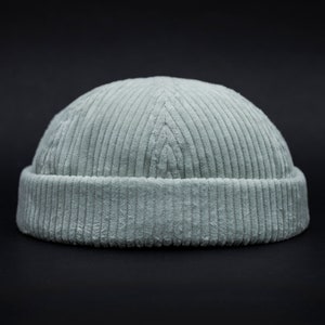 Corduroy docker cap. Handmade docker hat. Brimless hat made of ribbed velvet. 100% cotton beanie.