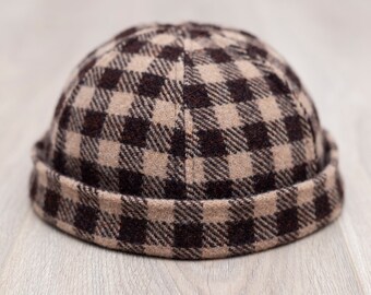Handmade docker hat. Soft and fluffy winter docker beanie. Vintage Brimless hat. Round hat. Limited edition