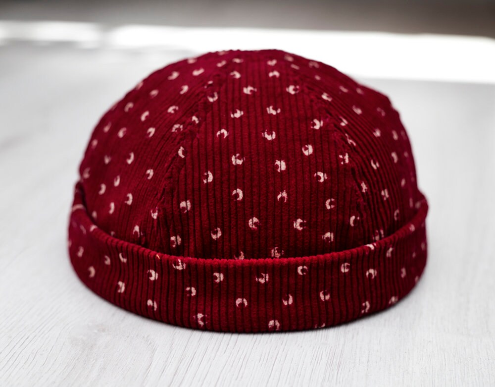 Handmade docker hat. Docker cap made of soft striped velvet. Etsy