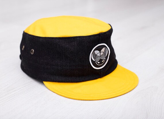 Handmade Denim Cadet Cap With Soft Brim 