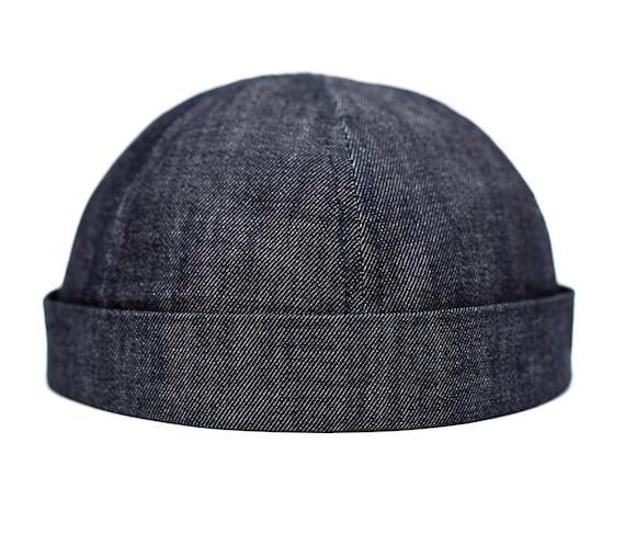 Handmade Denim Docker Hat: Limited Edition Unisex Skull Cap