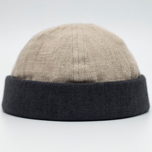 Handmade Linen Docker Cap: Unisex Brimless Summer Hat
