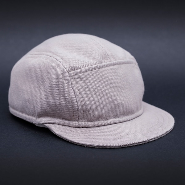 Custom Handmade 5 panel cap with short and soft brim. Blanc Five panel hat made of cotton canvas. Cotton baseball cap. Short peak Camp cap.