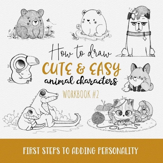 how-to-draw-cute-and-easy-animal-characters-series-workbook-2-etsy