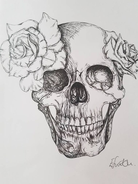 Skull design with a beautiful rose pattern, gothic skull, great gothic gifts  Art Board Print by Kirei-Lily