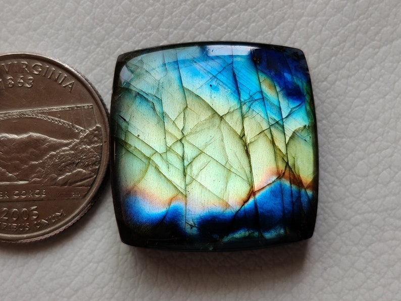 25X25X7 mm 51 CRT Amazing Multi Rare Flashy Fire Labradorite Gemstone Handmade Jewelry Making Stone Loose Cabochon
