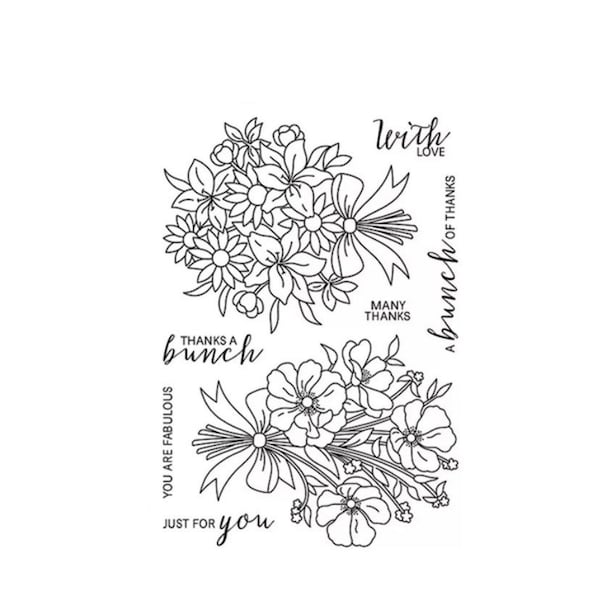 clear stamps, nature stamps, flowers stamps, thanks stamps set,