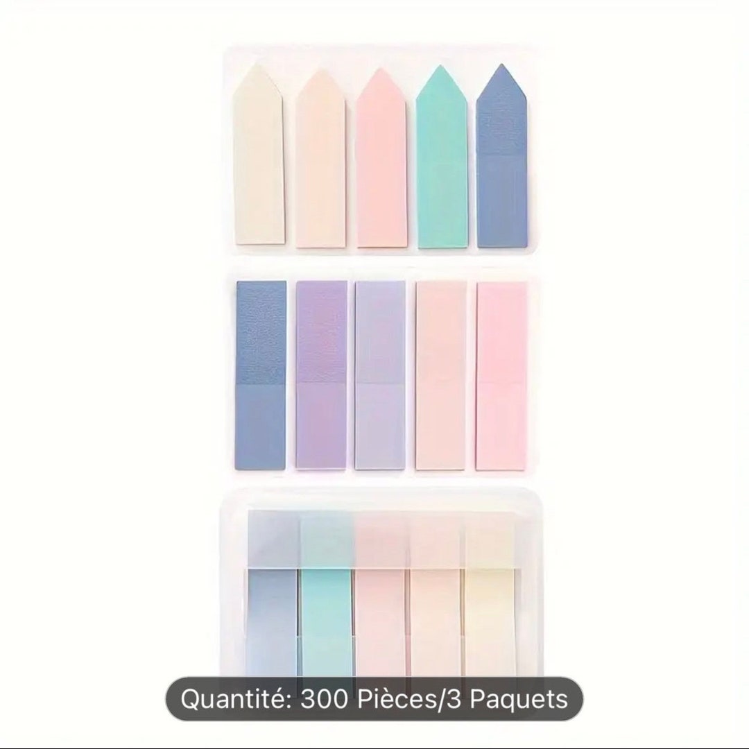 A Set of 3 Packs of Sticky Transparent Note Tabs in Pastel Colors for ...