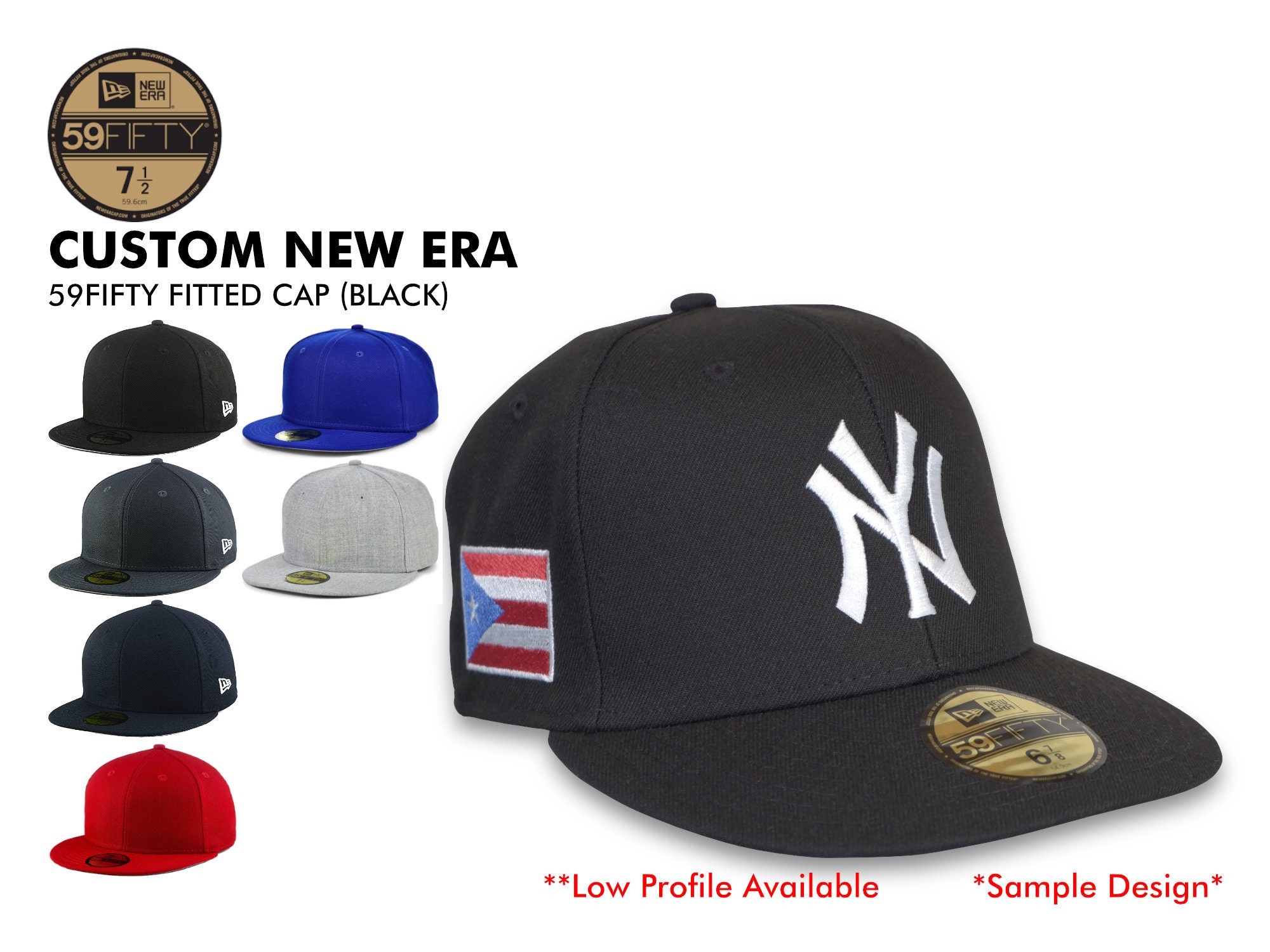 Custom Black NEW ERA® 59FIFTY Fitted Cap/ Personalized -