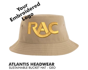 Custom Embroidered Bucket Hat: Sustainable Recycled Polyester Twill